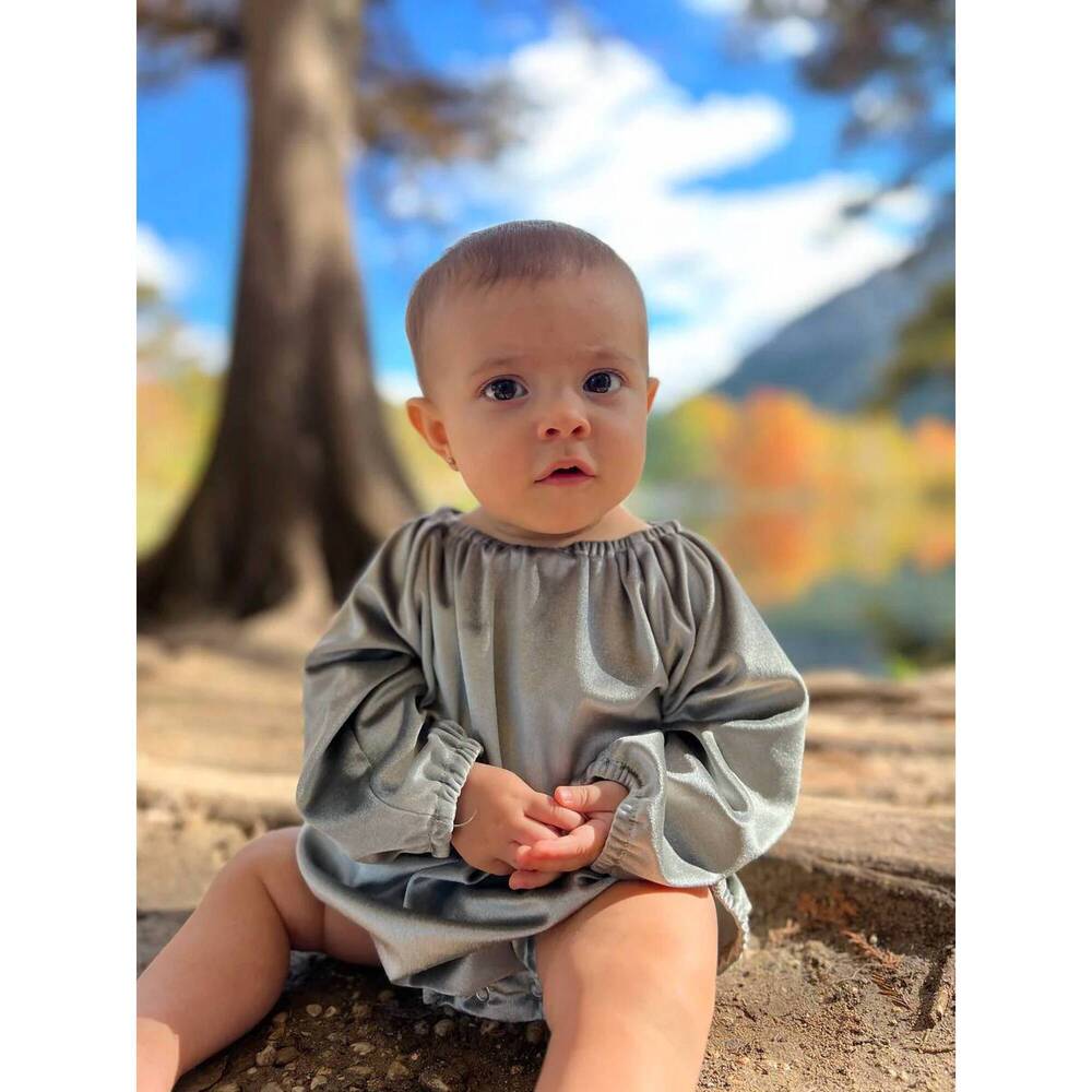 NEW VIGNETTE daisy bubble romper in silver sage